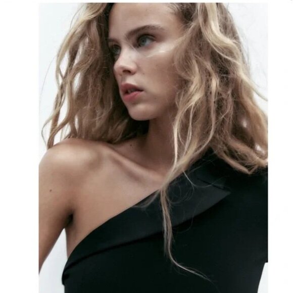 Zara Black One-Shoulder Tuxedo Jumpsuit, NWT, S - Picture 16 of 16